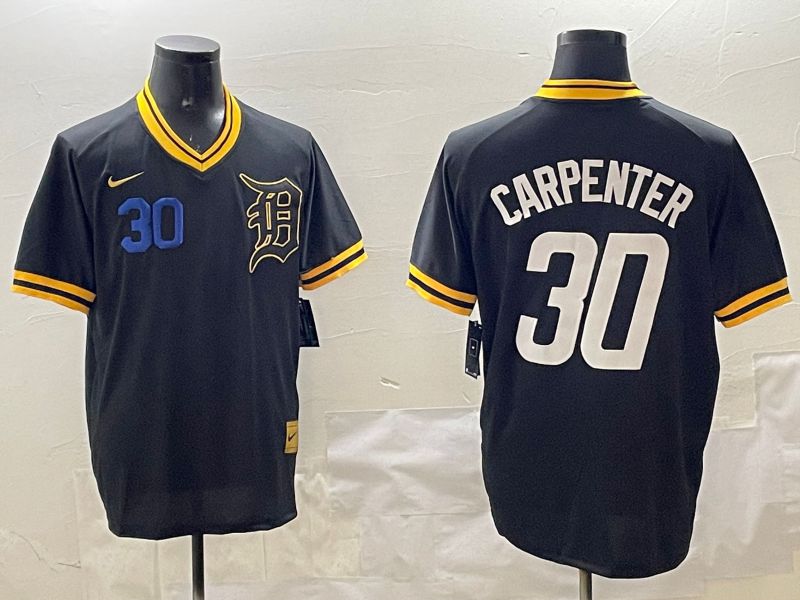 Men Detroit Tigers 30 Carpenter Black Gold Game 2025 Nike MLB Jersey style 3